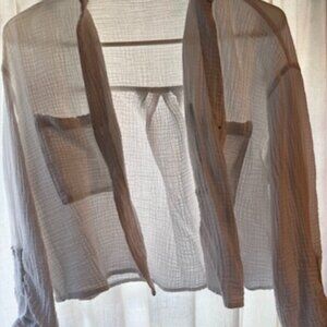 Love Notes White Sheer Gauze Button-Up Shirt – Size M